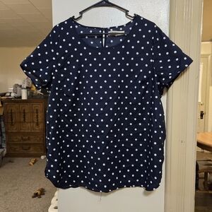 Brand new!! NWOT women's Faded Glory navy blue top with white polka dots size XL